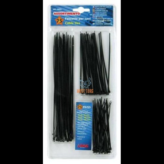 Kaablikinnituse komplekt 75tk pikkused: 90 120 190mm Kaablikinnituse komplekt 75tk pikkused: 90 120 190mm