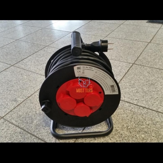 Pikendusjuhe trumlil pritsmekindel 25m 3G1.5mm² 16A kummikaabliga