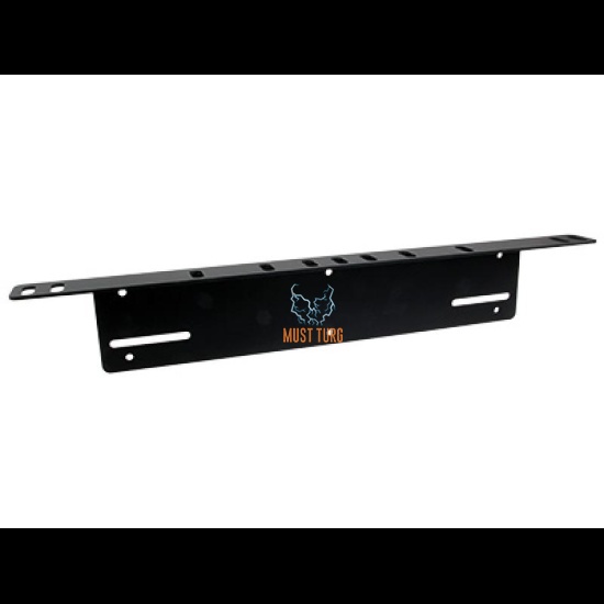 Attachment of additional lights behind the license plate to the EU plate aluminum black thickness 3mm
