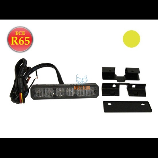 Surface flasher 12-24V yellow 5 flashing modes ECE R65 IP67 Surface flasher 12-24V yellow 5 flashing modes ECE R65 IP67