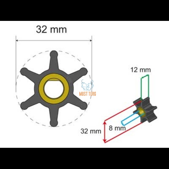 Premium impeller kit 32x8x12mm 20g