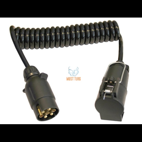 Spiraalkaabel 7-juhtmega 6x1 + 1x1.5mm² pistikutega spiraali pikkus 2,5m