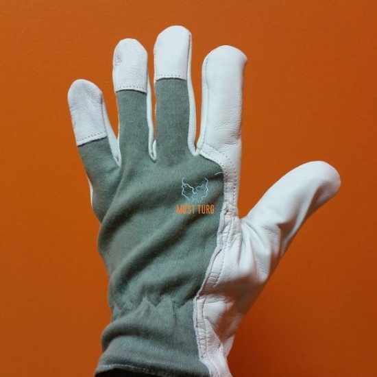 Working glove gray / white goatskin No.9