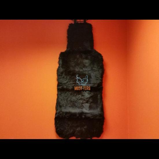 Seat cover in sheepskin black 138X55cm