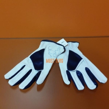 Work glove blue / white nylon / goatskin no.8