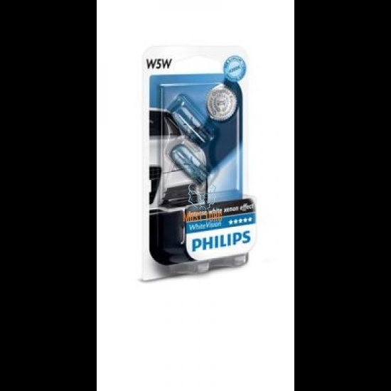 Car bulb 5W WhiteVision without base in pack of 2 Philips