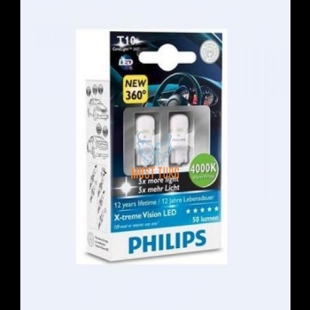 Car bulb 5W LED-1W 12V 4000K without base in a package of 2 Philips