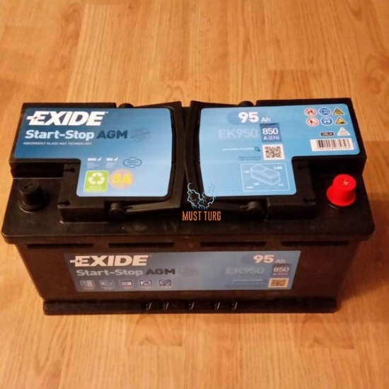 Car battery AGM 95Ah 850A 353X175X190mm -/+ Exide