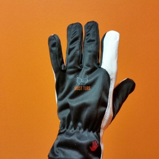 Work gloves black / white nylon / goatskin no.10 12 pairs