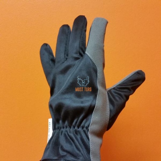 Artificial leather work gloves black/grey no.8