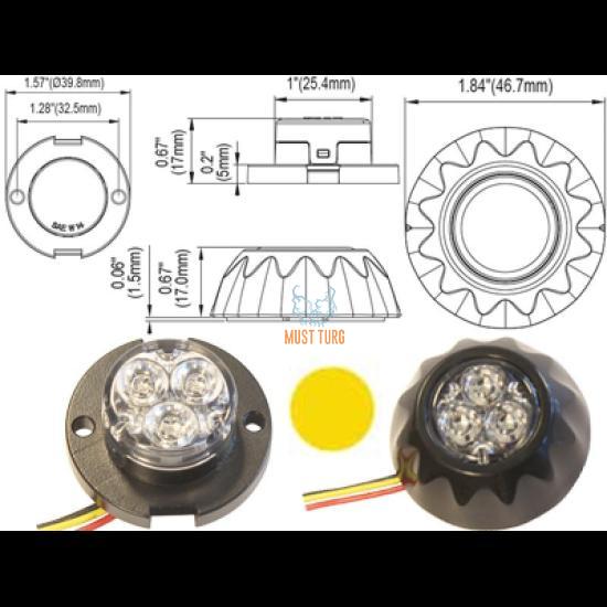 Button flasher 12-24V yellow 12 flashing modes