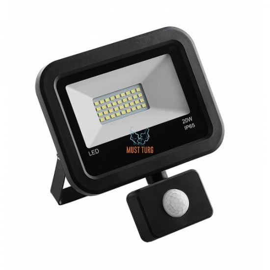 Led floodlight with motion sensor black 20W 1600lm 4000K