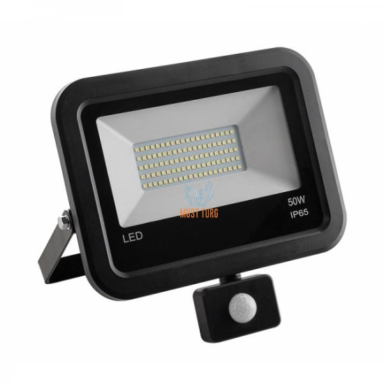 Led floodlight with motion sensor black 50W 4000lm 4000K