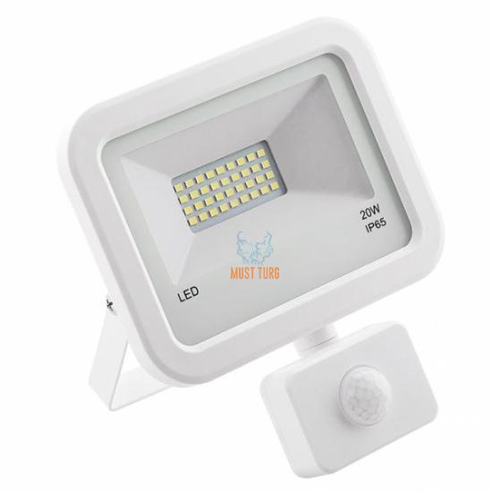 Led floodlight with motion sensor white 20W 1600lm 4000K