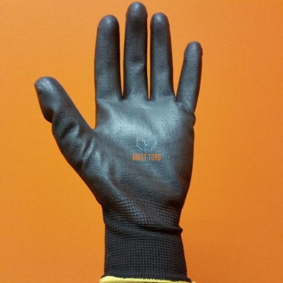 Work gloves with PU coating nylon no.9