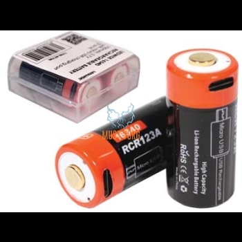 Rechargeable batteries CR123A 3.7A 650mAh 2pcs