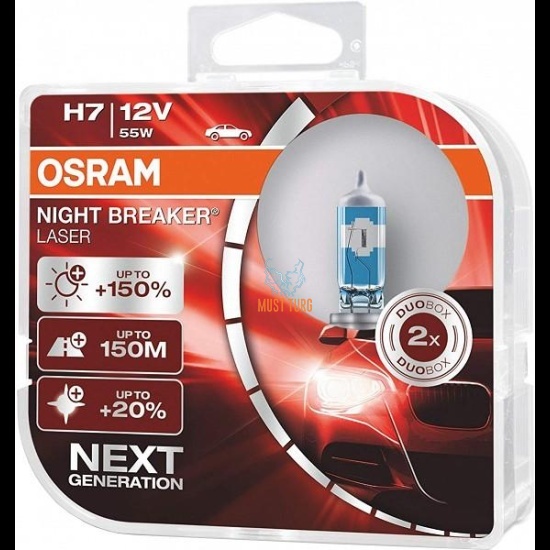 Car Bulb H7 55W 12V Night Breaker Laser + 150% 2pcs