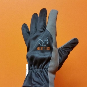 Artificial leather work gloves black/grey no.7