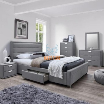 Bed with Caren 4 drawer 160x200cm gray without mattress