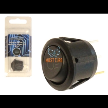 Rocker switch with round 0-1 12 / 24V flanged 3x4.7mm male