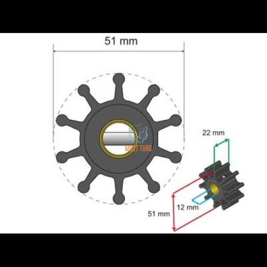 Premium Impeller kit 51x12.7x22mm 71g Jabsco JMP