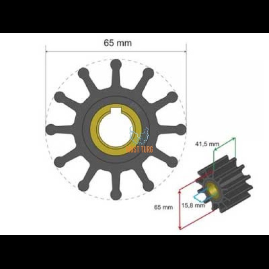 Premium Impeller kit 65x15.8x41.5mm 178g Jabsco JMP Johnson Pump Sherwood