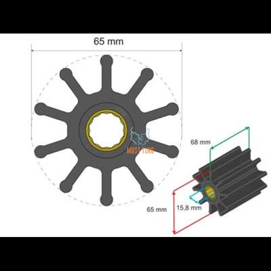 Premium Impeller kit 65x15.8x68mm 244g Jabsco JMP