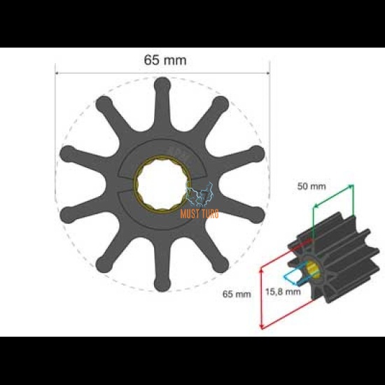 Premium Impeller kit 65x15.8x50mm 183g Jabsco JMP Volvo Penta