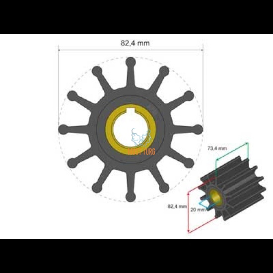 Premium Impeller kit 82.4x20x73.4mm 481g Jabsco JMP Johnson Pump Sherwod