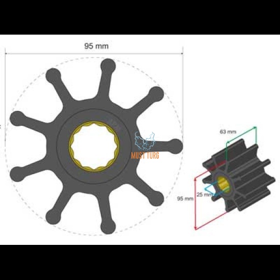 Premium Impeller kit 95x25x63mm 442g Jabsco JMP Johnson Pump