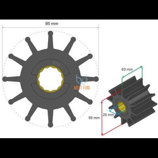 Premium Impeller kit 95x25x63mm 474g Jabsco JMP Johnson Pump for Volvo Penta