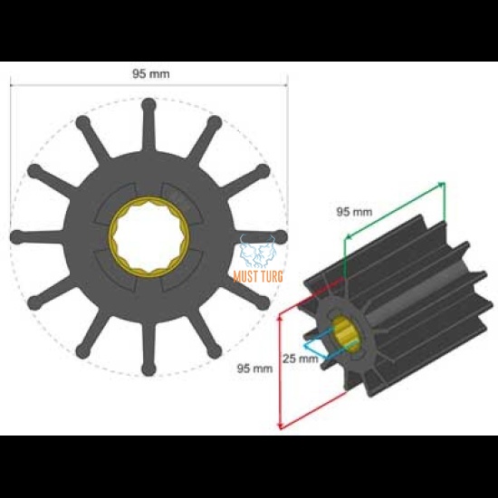 Premium impeller kit 95x25x95mm 665g Jabsco JMP Volvo Penta