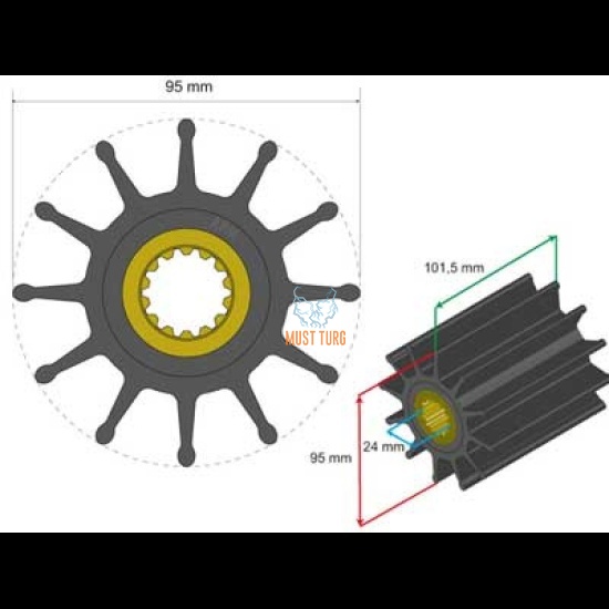 Premium Impeller kit 95x24x101.5mm 716g JMP Johnson Pump Sherwood