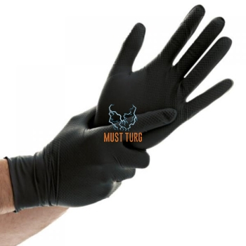 Nitrile gloves with structured palm powder-free black size L 50pcs