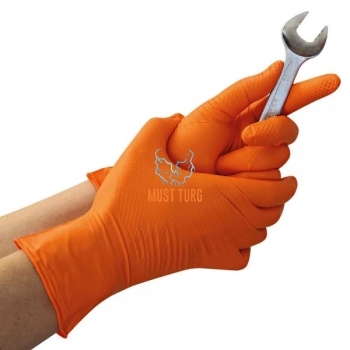 Nitrile gloves with structured palm powder-free orange size L 50pcs