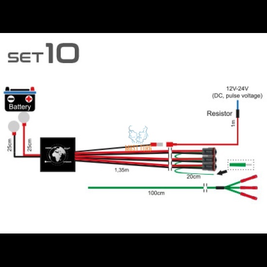 Auxiliary light wiring set with 3 wires set10 CAN 12V 3x120W 24V 3x200W