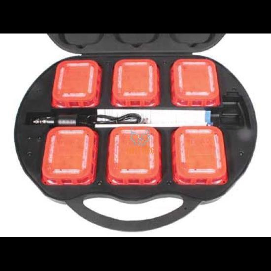 Warning light set 6 rechargeable lights yellow synchronizable