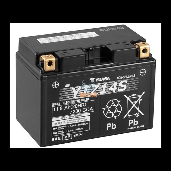 Motorcycle battery AGM 12V 11.8Ah 230A 150x87x110mm +/- YTZ14S Yuasa