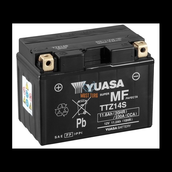 Mootorratta aku AGM 12V 11.8Ah 230A 150x84x110mm +/- TTZ14S Yuasa
