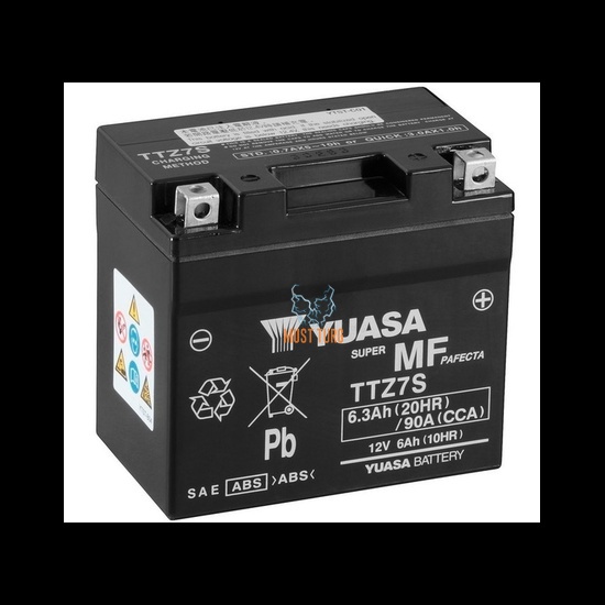 Motorcycle battery AGM gel 12V 6.3Ah 90A 113x70x105mm -/+ TTZ7S Yuasa