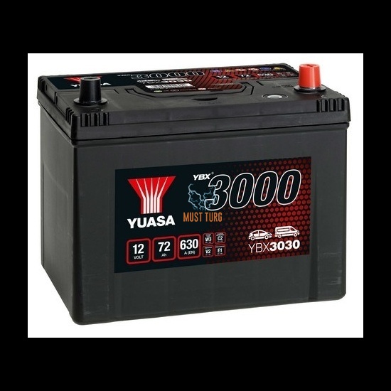 Aku 72Ah 630A 12V -/+ 260x175x225 SMF YBX3030 Yuasa