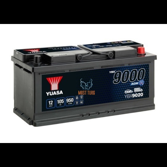 Aku AGM 105Ah 950A 12V -/+ 393x175x190 Start Stop Plus YBX9020 Yuasa