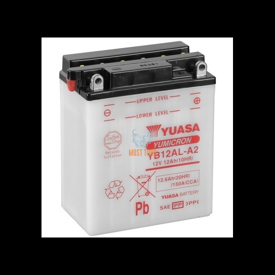 Mootorratta aku 12V 12Ah 150A 134x80x160mm -/+ YB12AL-A2 Yuasa