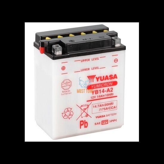 Mootorratta aku 12V 14Ah 175A 134x89x166mm +/- YB14-A2 Yuasa