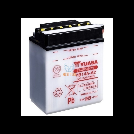 Mootorratta aku 12V 14Ah 175A 134x89x176mm +/- YB14A-A2 Yuasa