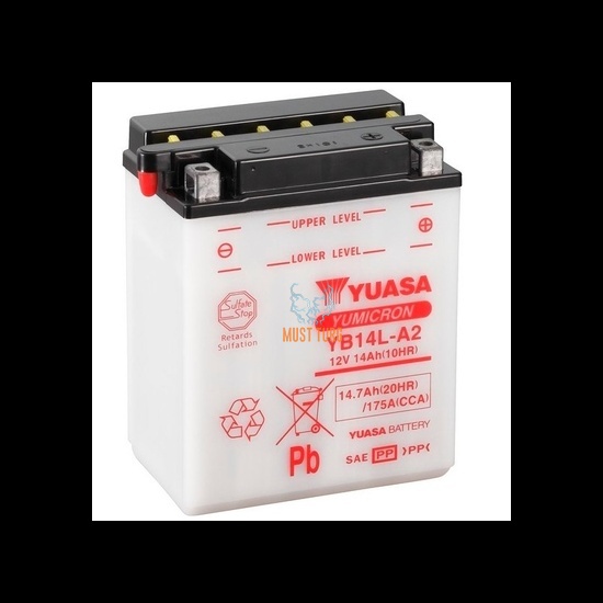 Mootorratta aku 12V 14Ah 175A 136x91x168mm -/+ YB14L-A2 Yuasa
