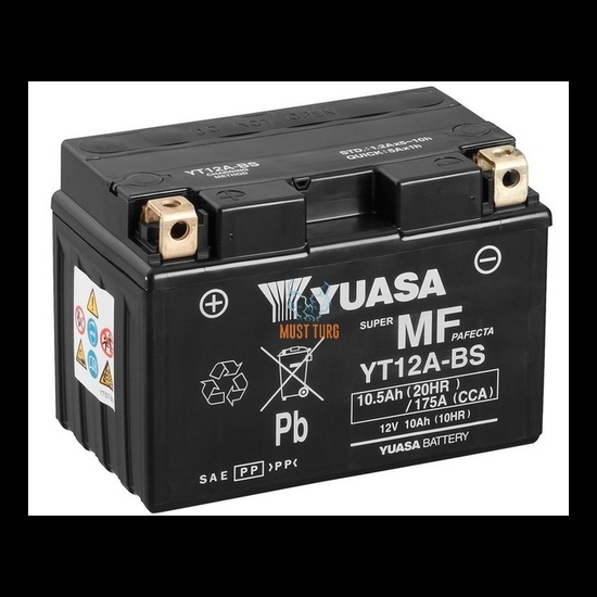 Mootorratta aku AGM 12V 10Ah 175A 150x87x105mm +/- YT12A-BS Yuasa