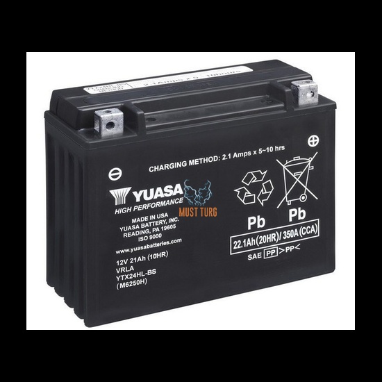 Mootorratta aku AGM HP 12V 21Ah 350A 205x87x162mm -/+ YTX24HL-BS Yuasa