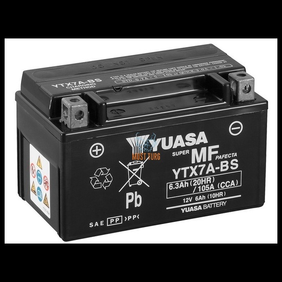 Mootorratta aku AGM 12V 6Ah 105A 150x87x93mm +/- YTX7A-BS Yuasa