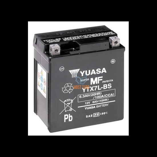 Motorcycle battery AGM 12V 6Ah 100A 115x72x132mm -/+ YTX7L-BS Yuasa